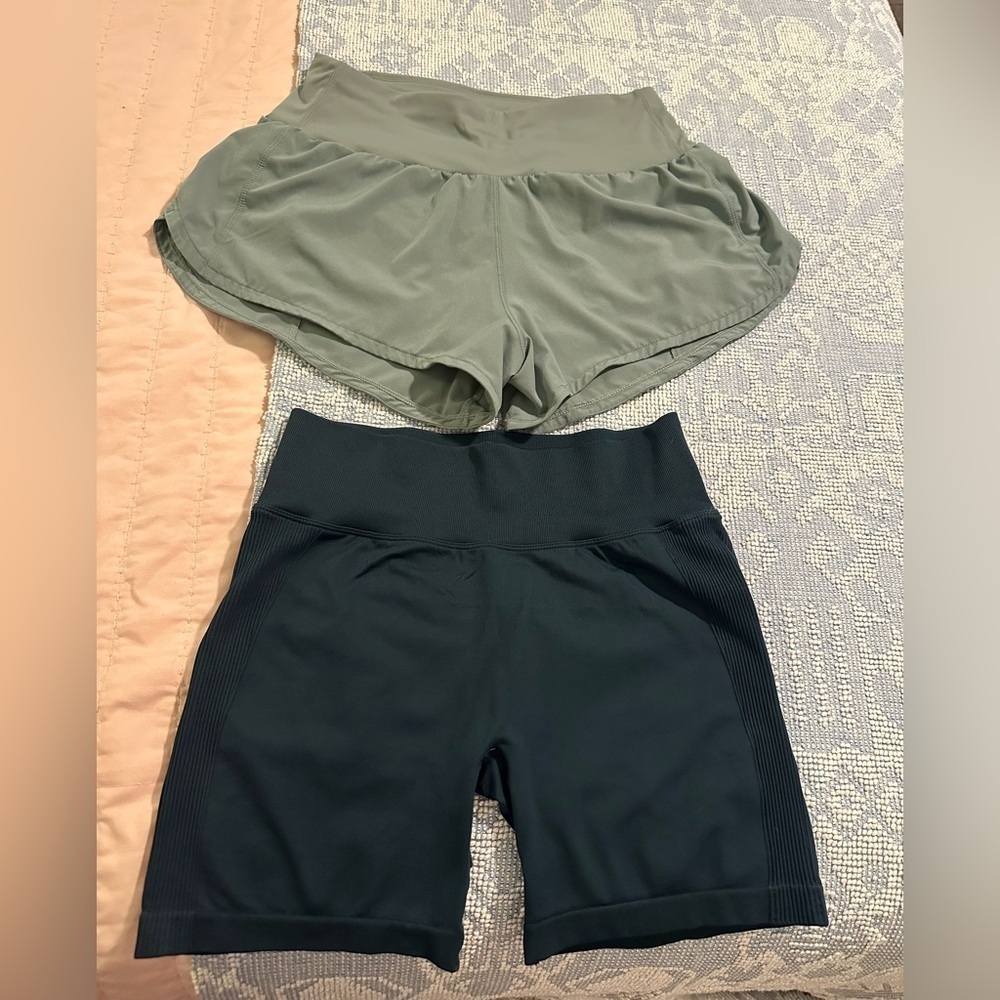 Women's Athletic Shorts - Olive and Black